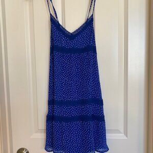 Abercrombie & Fitch Chiffon Mini Dress Laced Polka Dots Royal Blue Size Small